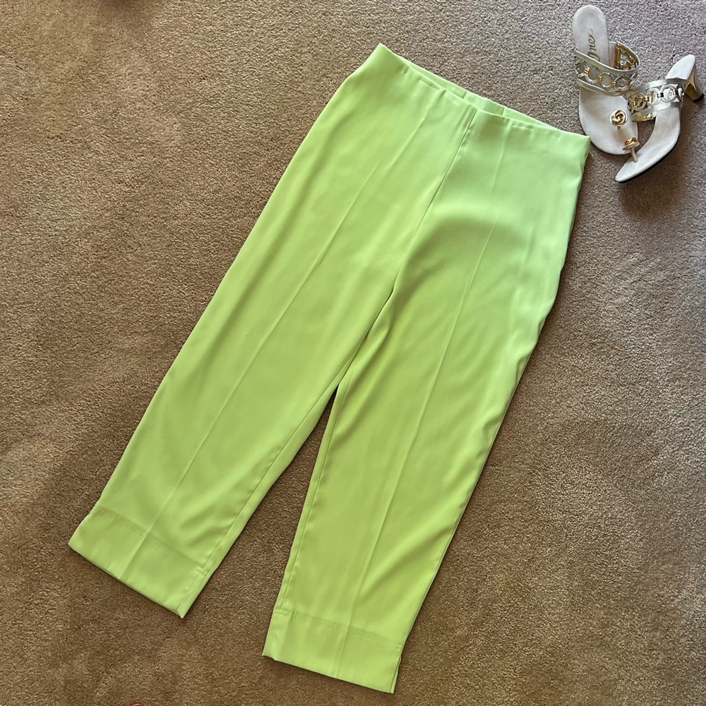 Lauren Vidal Paris Yellow Green Flat Front Pants